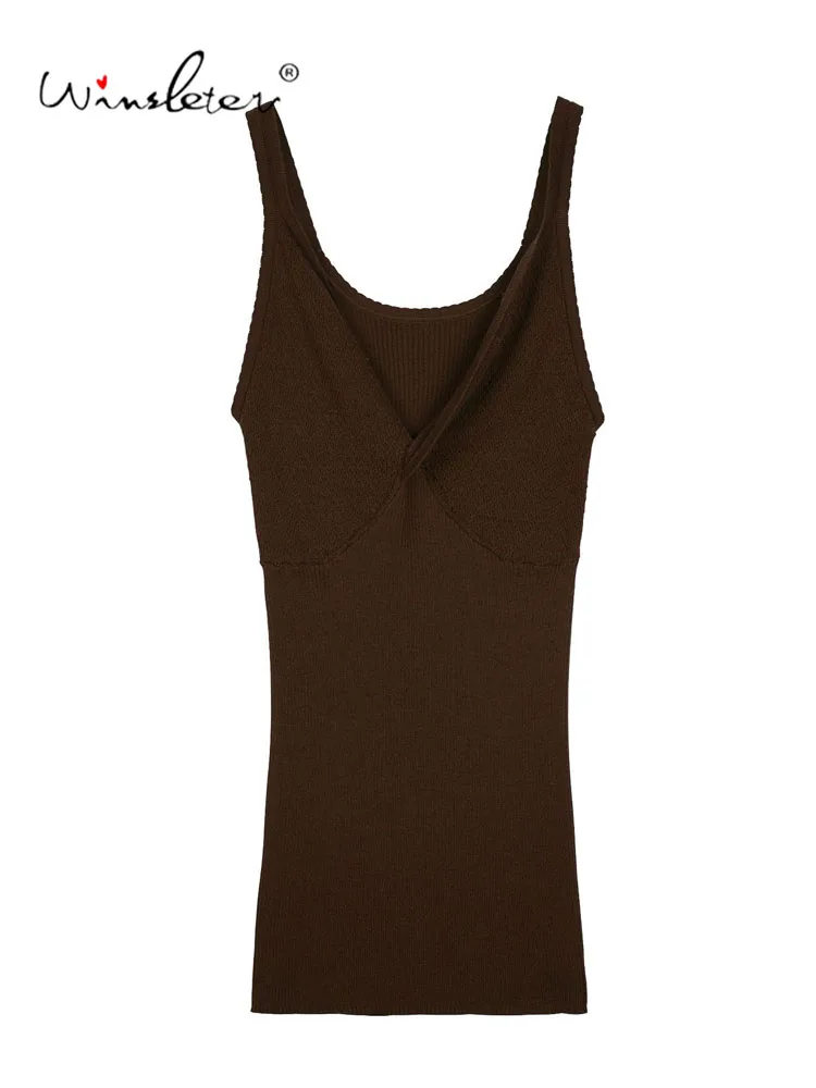 Winsleter-29.1%Silk 70.9%Cotton Elegant Sling, V Neck Folds, Women Versatile Commute Slim Knit Camis, 2026 Autumn New T68246CC