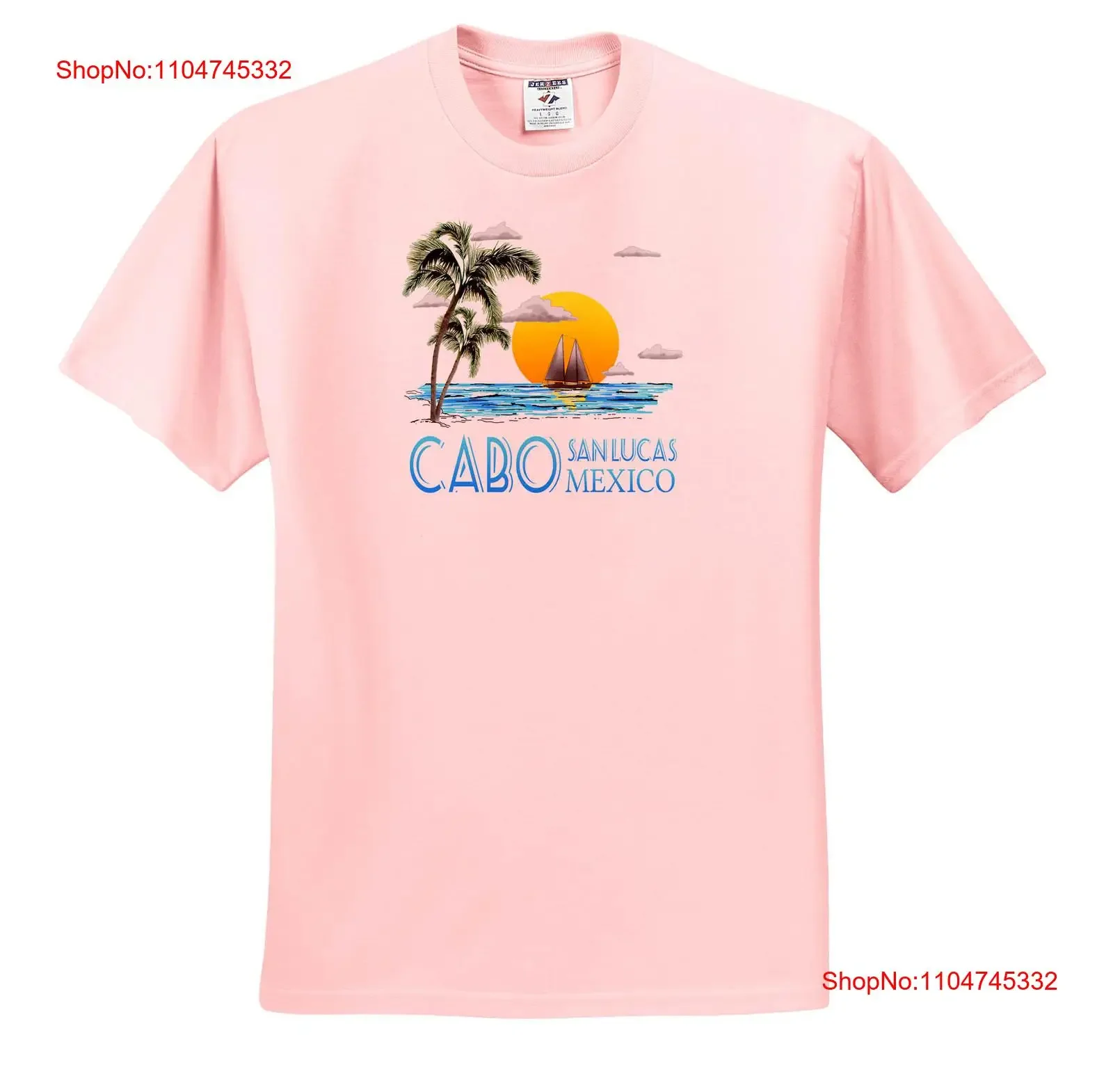 Camiseta con diseño de playa de vela náutica 3dRose para el Cabo San Lucas México, Top lavado vintage para uso diario, ropa de calle