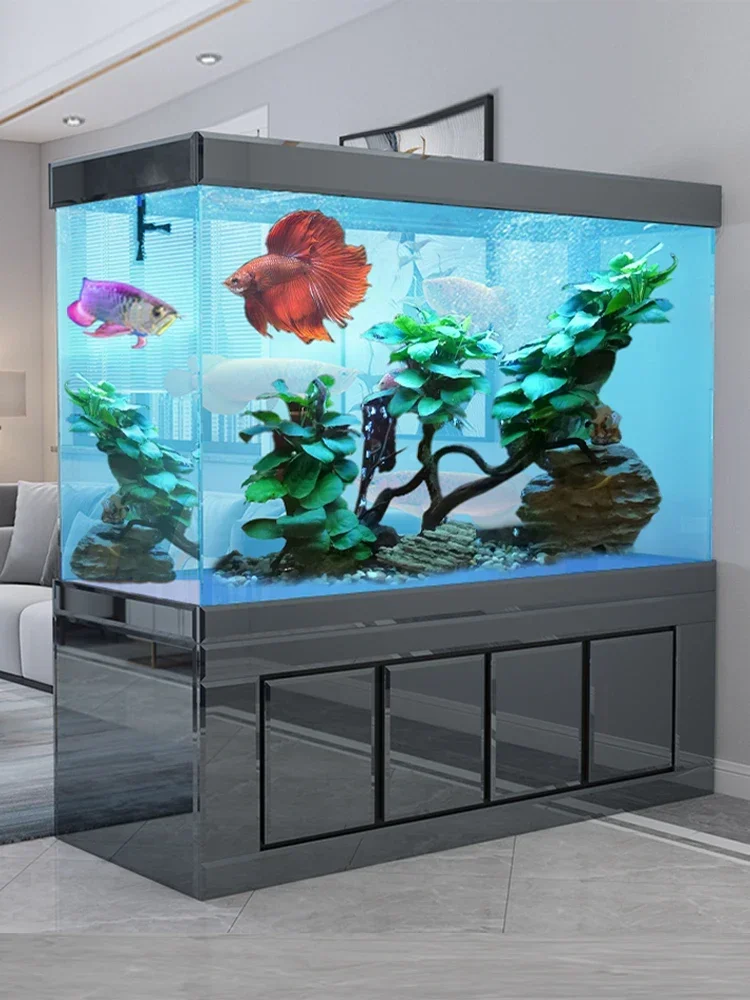 Large and small bottom filter light luxury fish tank ultra-clear glass aquarium