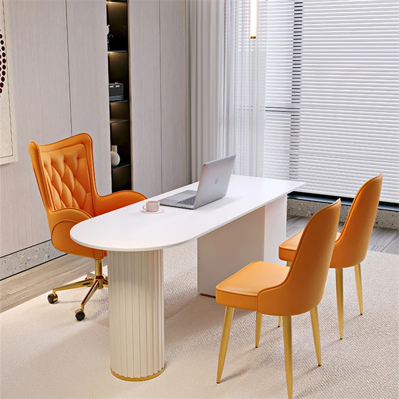 Face-to-face consultation room reception table simple light luxury rock slab paint drawer computer desk desk