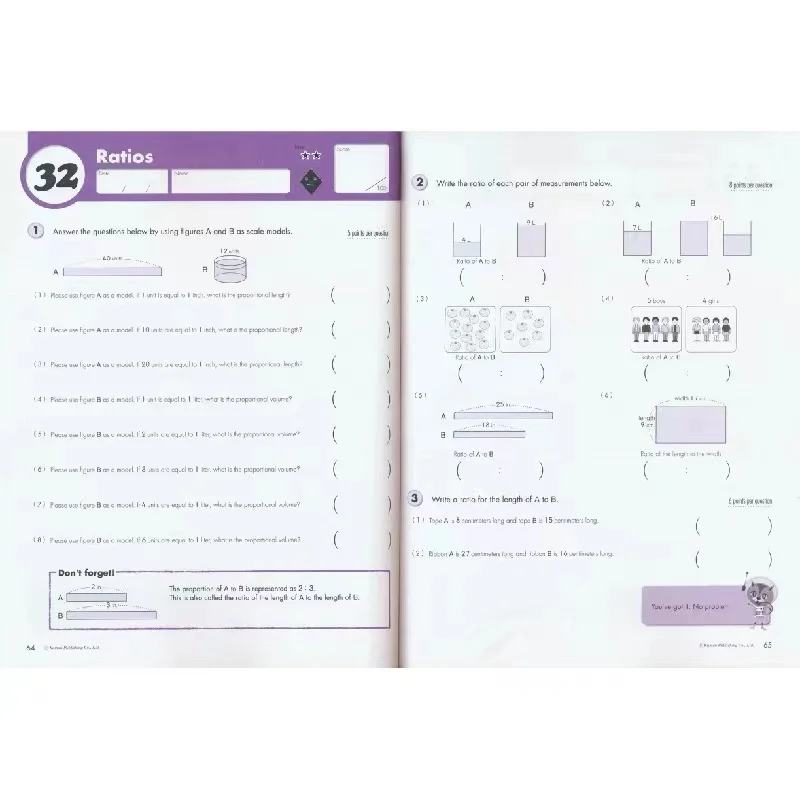 6 Books/Set Kumon  Math Workbooks Geometry&Measurement  Books G1-G6 for Age 6-10 Years Old