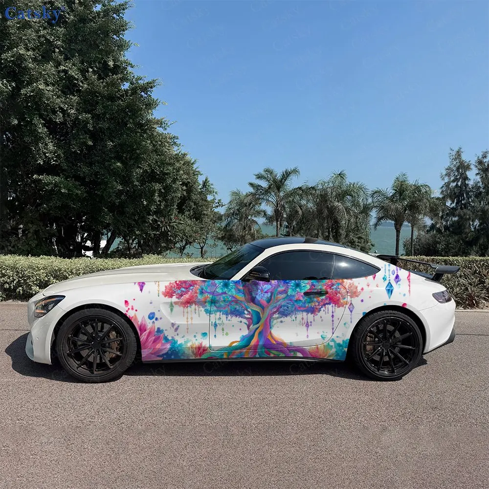 

Красивые красочные наклейки на боковые части автомобиля с изображением звездного неба, самоклеящиеся, из ПВХ, водонепроницаемые и устойчивые к царапинам, аксессуар для автомобиля, подарок