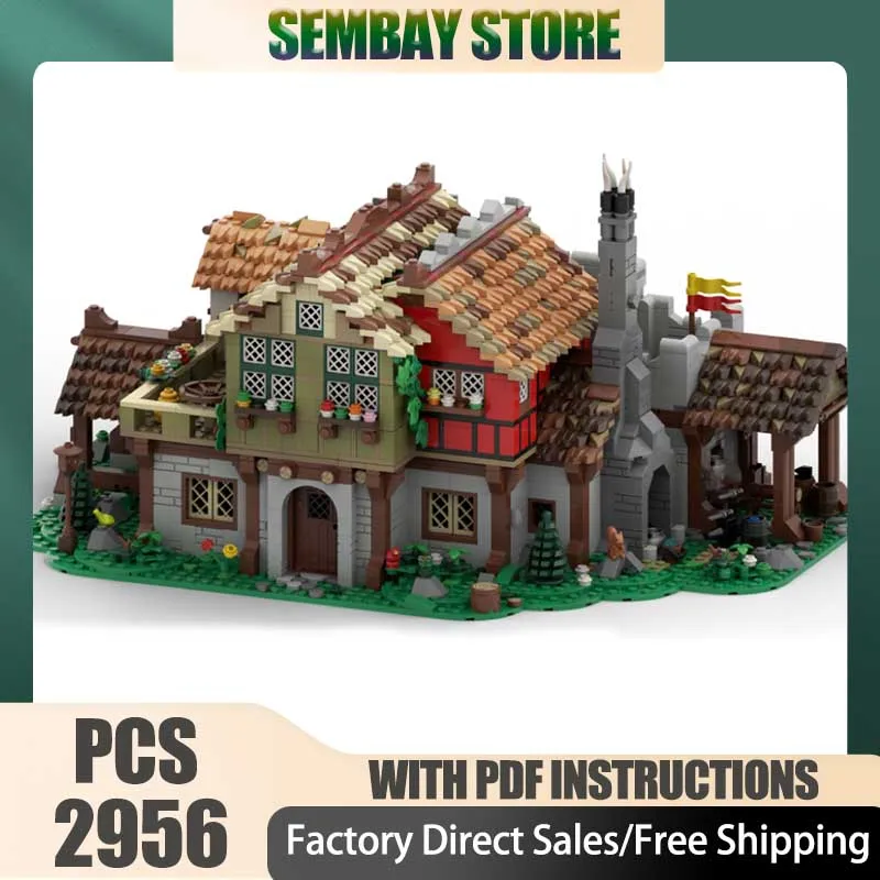 

Street View Model Moc Building Bricks Modular Medieval Forge Factory Model Technology Block Christmas DIY Toy Construction Gift