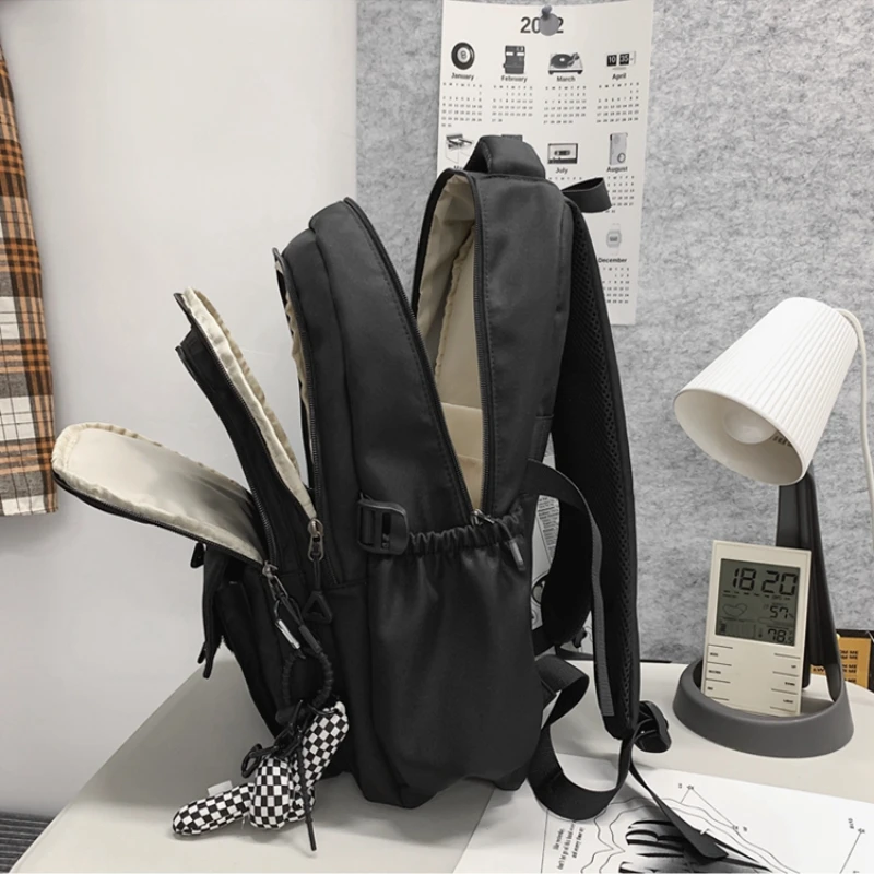 New Simple Student Bag Solid Color Schoolbag Youth Large Capacity Travel Backpack High Quality Canvas Schoolbag Fashion Backpack