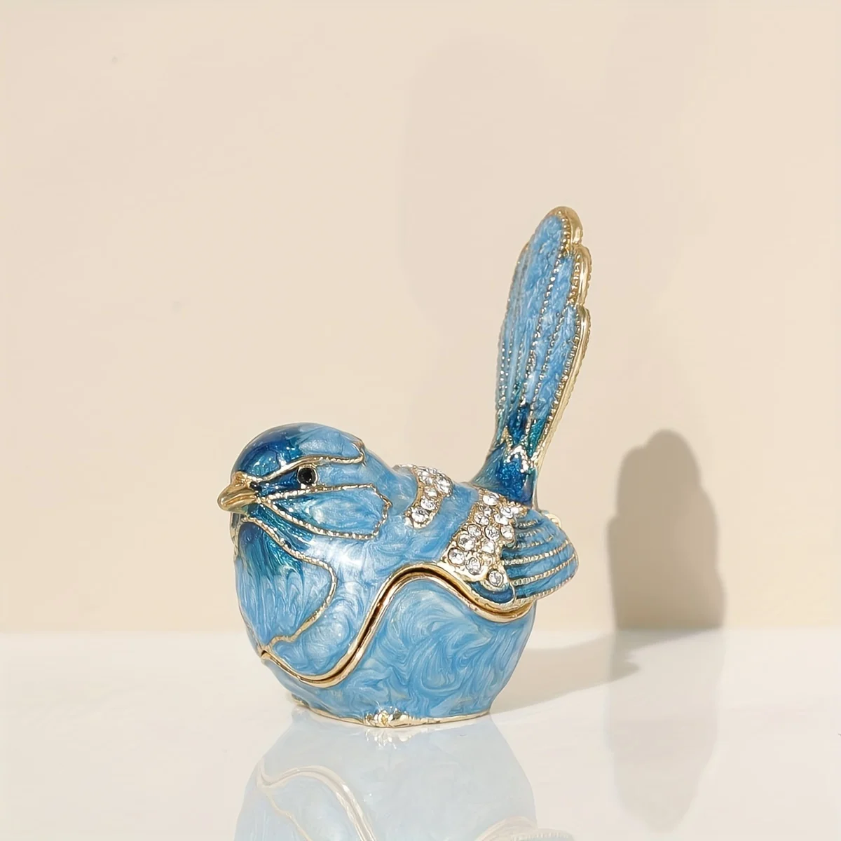 1 Hand-painted Bird Jewelry Box, A Jewelry Storage Box with Hinged Crystals,for Storing Rings and Earrings; Home Decor, Souvenir