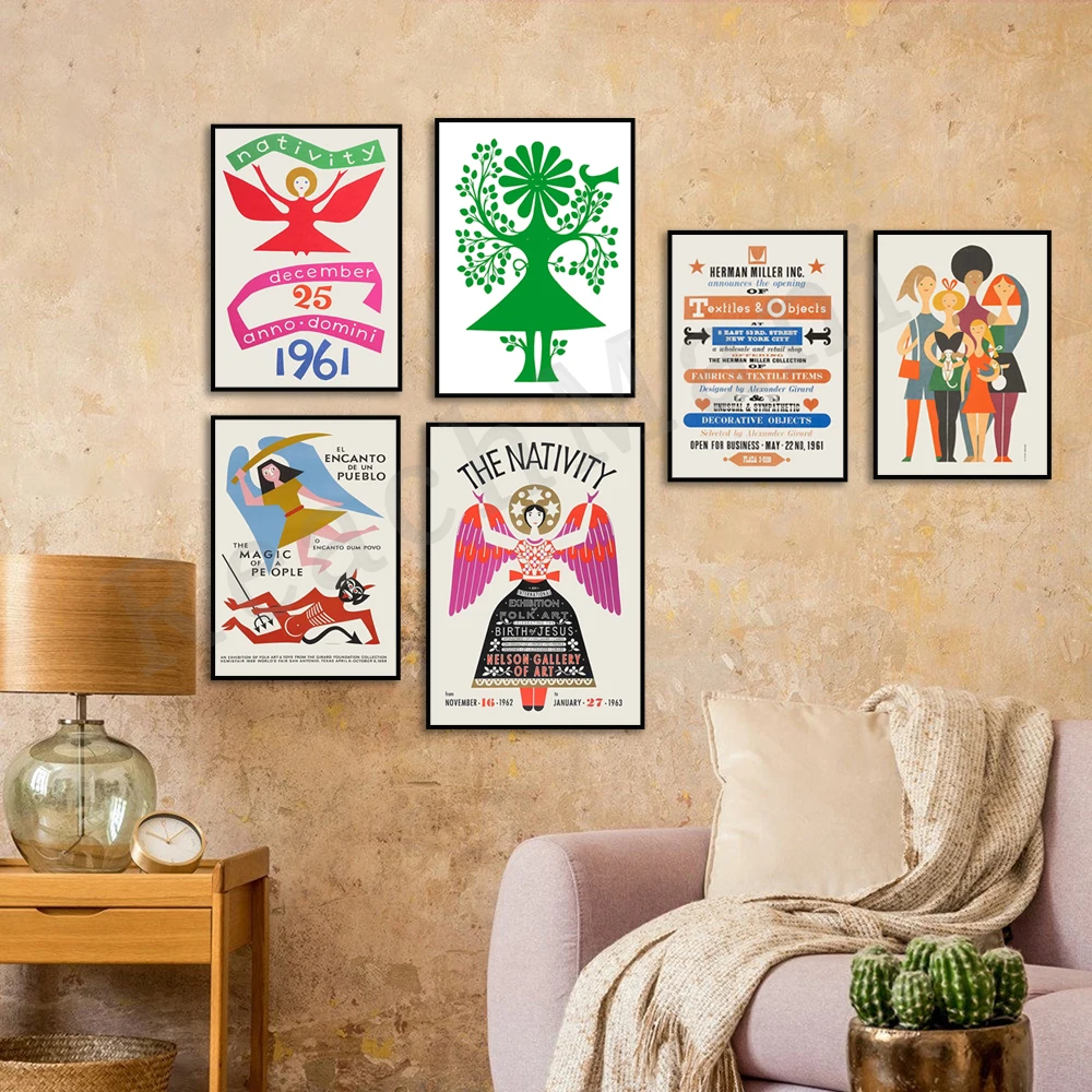 Vintage Alexander Girard print, love print, geometric abstract