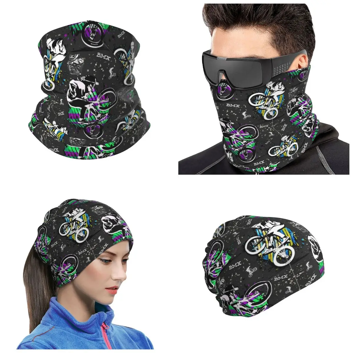 Bmx Apparel Bmx Freestyle Bandana Neck Gaiter Printed Magic Scarf Hiking Fishing Balaclava Unisex Adult Washable