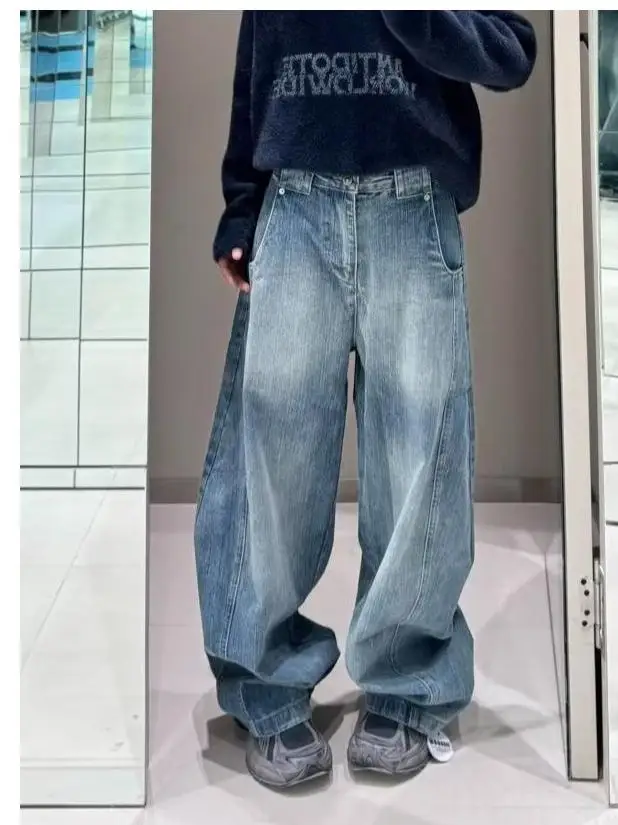 

Мужские джинсы прямого кроя в стиле ретро, повседневные свободные широкие брюки в американском стиле, летние молодежные модные брюки