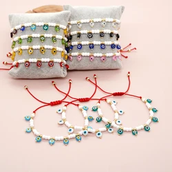 Go2Boho Eye Bracelets Golden Beaded Turkish Lucky Red String Bracelet Fashion Jewelry Accessories Adjustable Bangles