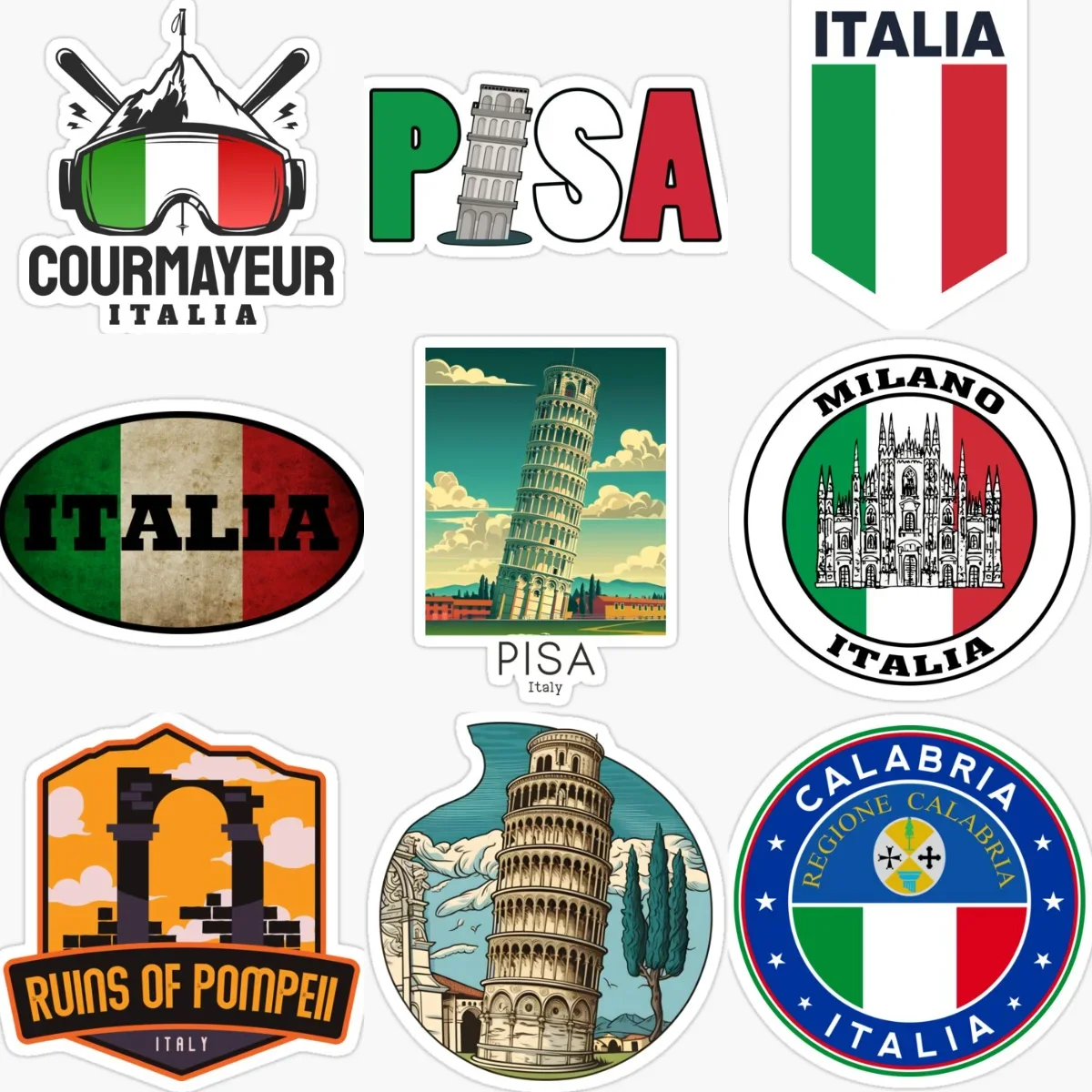 

Italy Italia Flag Map Pisa Emblem Creative Car Stickers for Car Bicycle Van Window Helmet Wall Decoration Accessories