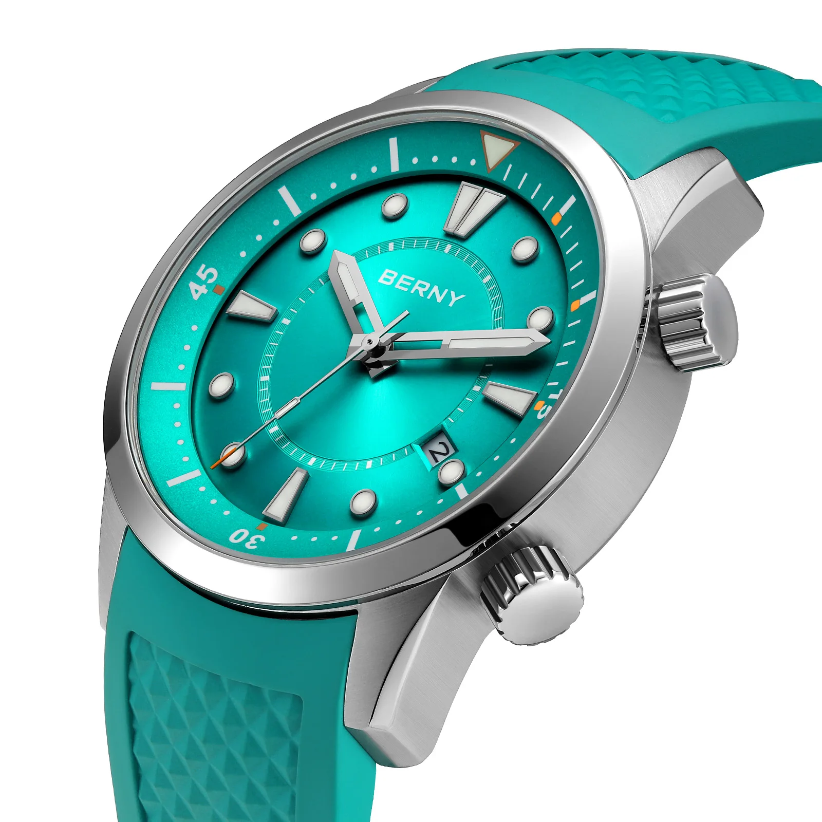 BERNY 20ATM Automatische Taucheruhr für Herren, AR-beschichtetes Saphir-Silikonarmband, Sport-Armbanduhr, hochwertige Herren-Taucher-Armbanduhr