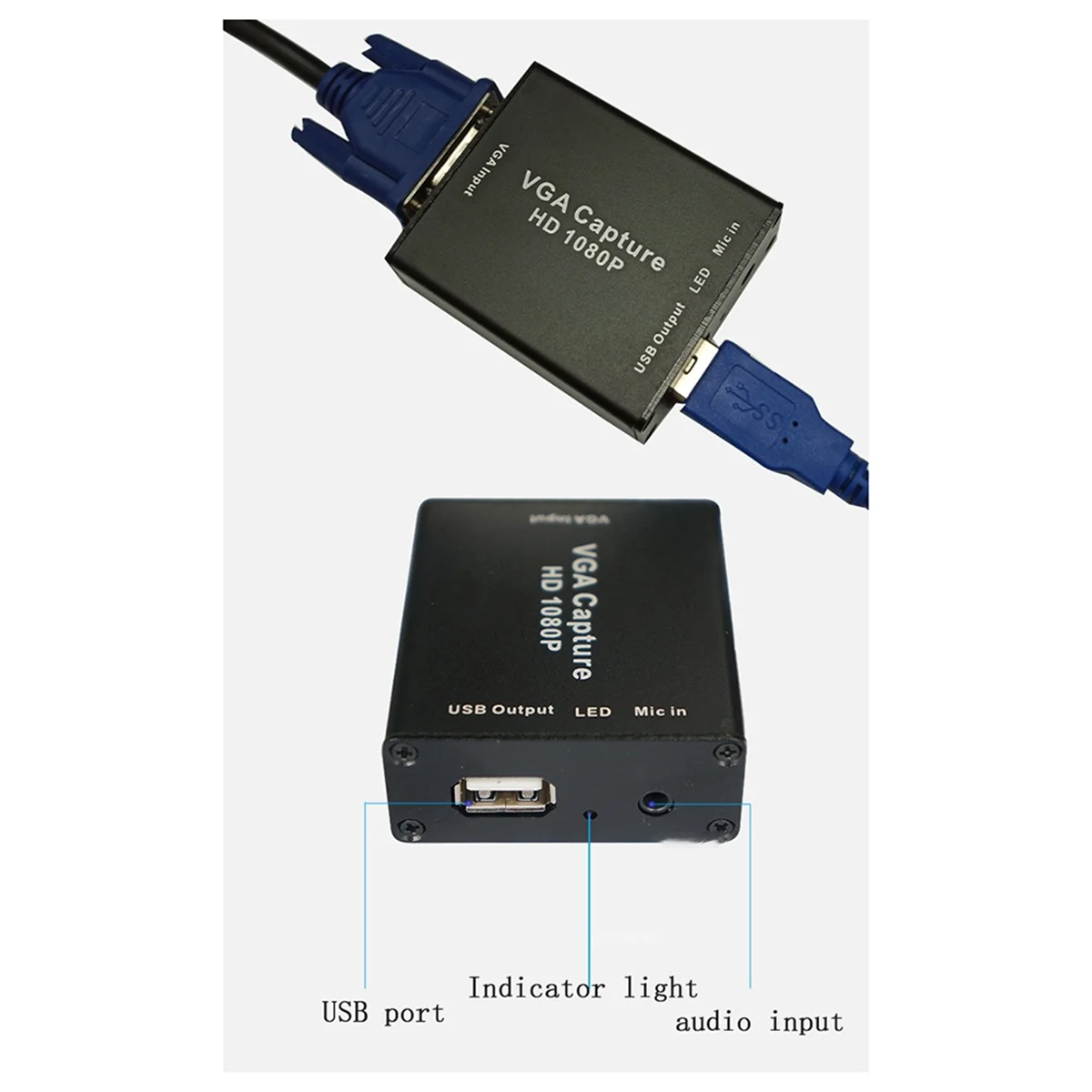 Vga Naar Usb Adapter Converter Met Audio En Video Capture Kaart 1080P Drive-Free High-Difinition Picture Querity