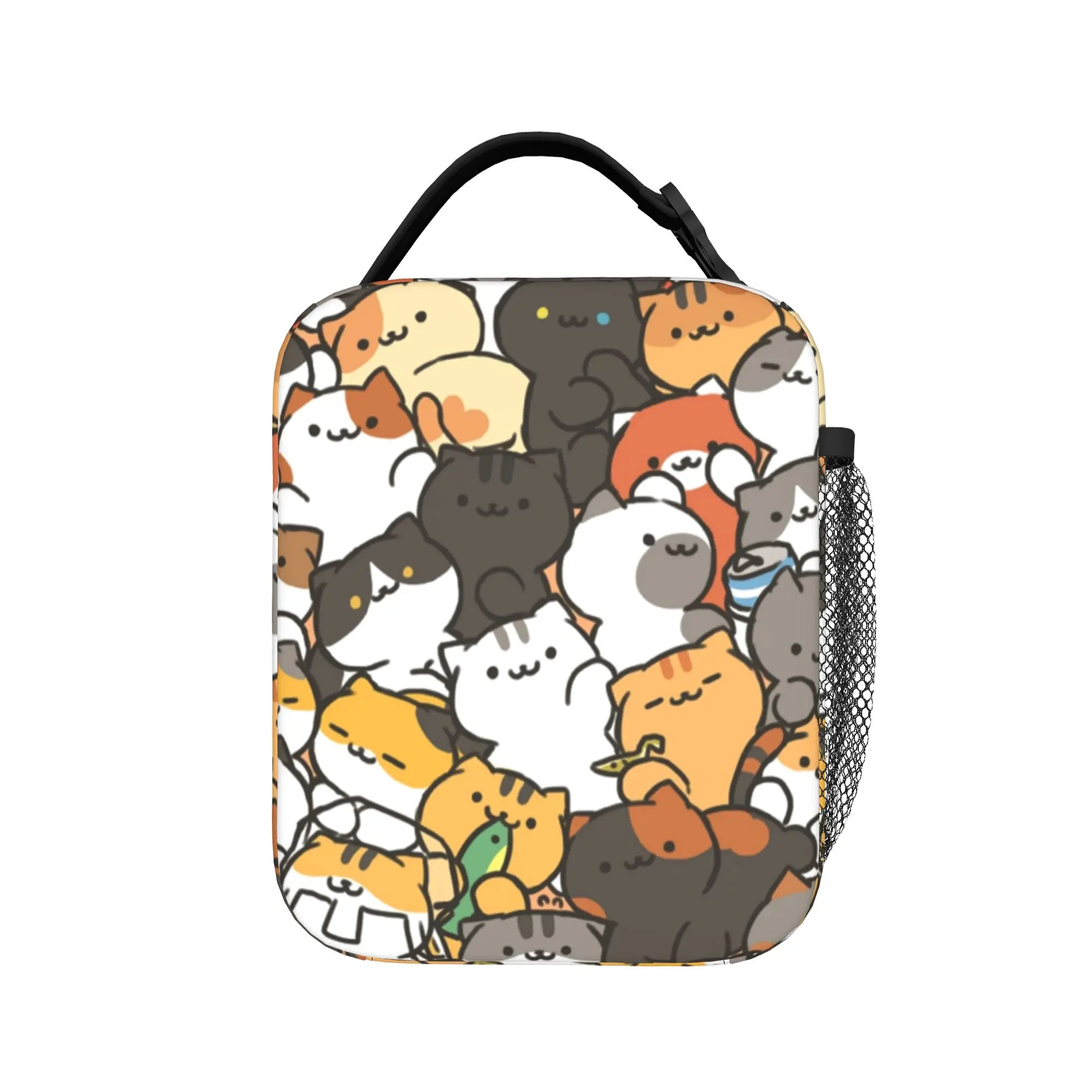 Anime Neko Atsume Lunch Bag For Men Cute Cat Funny Animal Lunch Box Fashion Outdoor Picnic Cooler Bag Thermal Tote Handbags