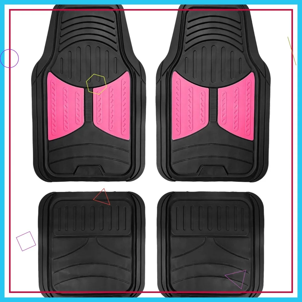 

Heavy Duty Rubber Car Floor Mats Universal Fit Full Set for Sedan SUV Truck Pink