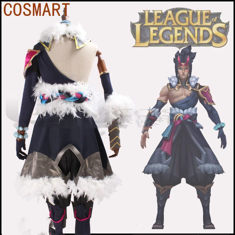 COSMART Game LOL Shieda Snow Moon Kayn Cosplay Costume Kayn Pure Moon Cosplay Halloween Uniform Men Carnival Party Outfits