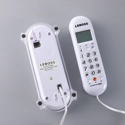 B365 Mini Wall mounted Phone Crystal Base Small Landline Telephone Clear and User friendly LCD Display Multi Language 896C