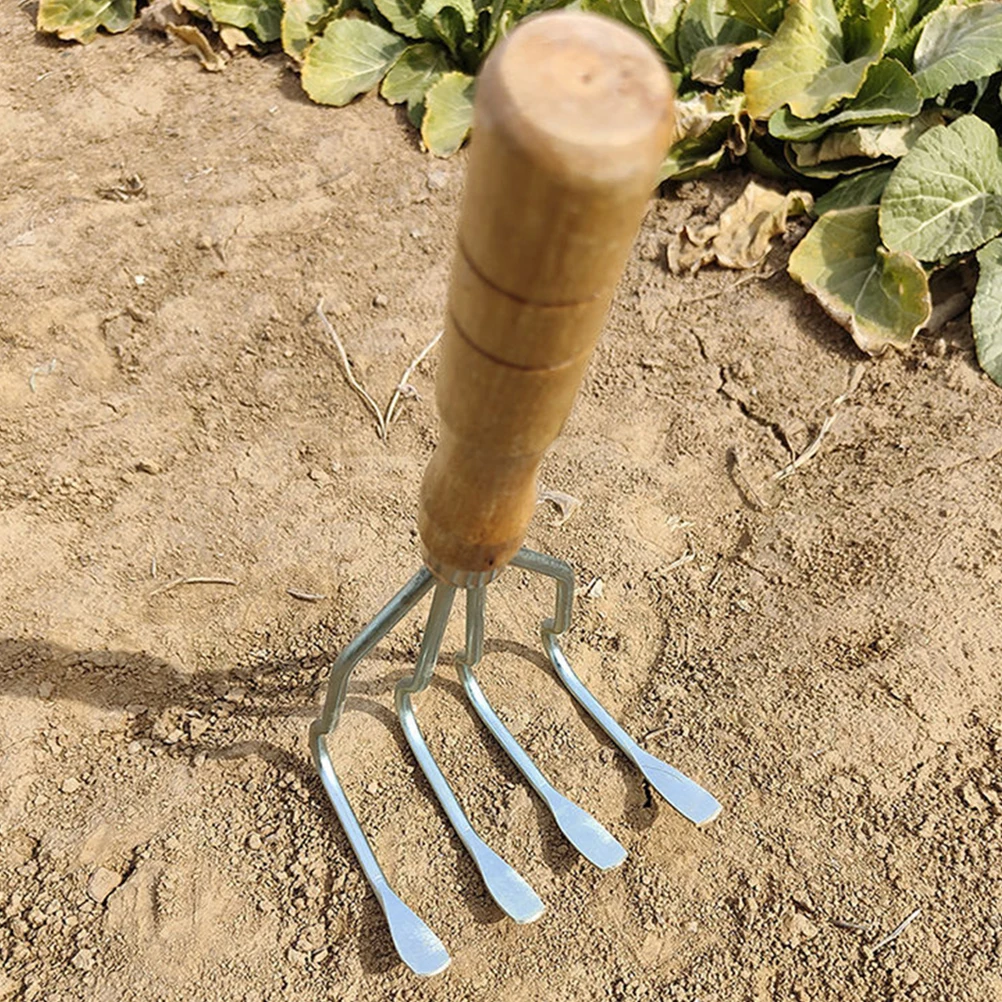 

2 Pcs Clam Rake Digging Tool Stainless Steel Wood Handle Beach Supplies Shell Claw Rakes Seafood Garden Leaf Hand Tool