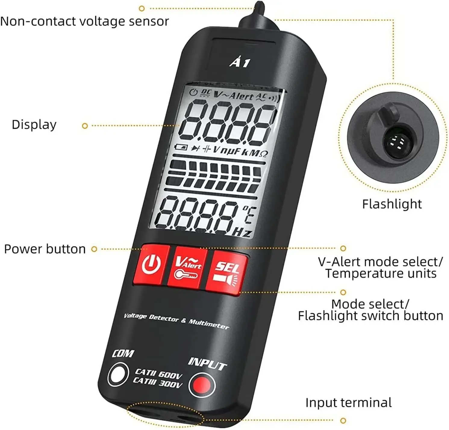 A1 smart automatic anti-burn intelligent Digital Multimeter Non-Contact Electric Pen Tester Ohm Hz NCV True RMS Meter