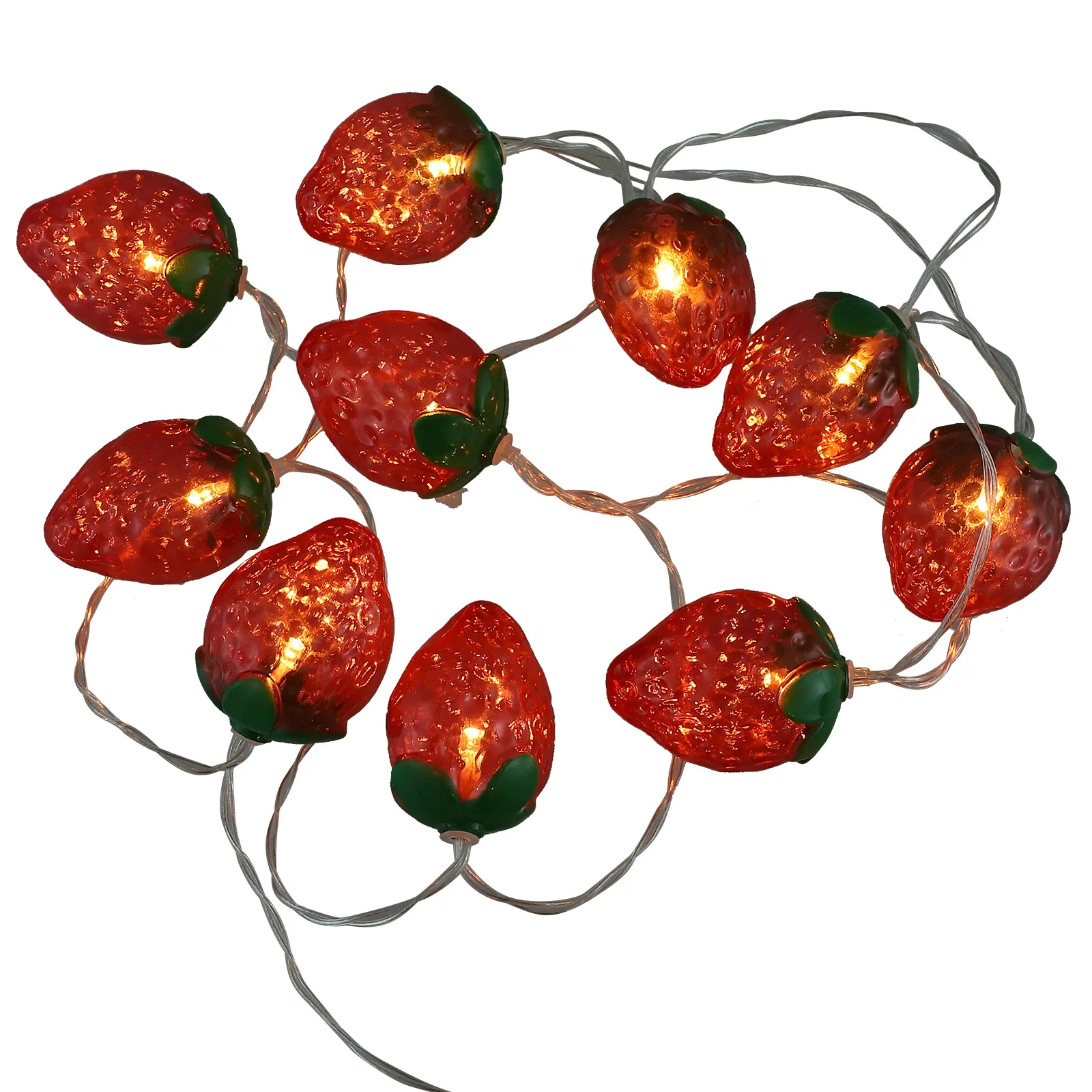 

10 LED Strawberry Modeling String Light Powered Waterproof for Garden Yard Patio Party Tree Decoration 2m Length