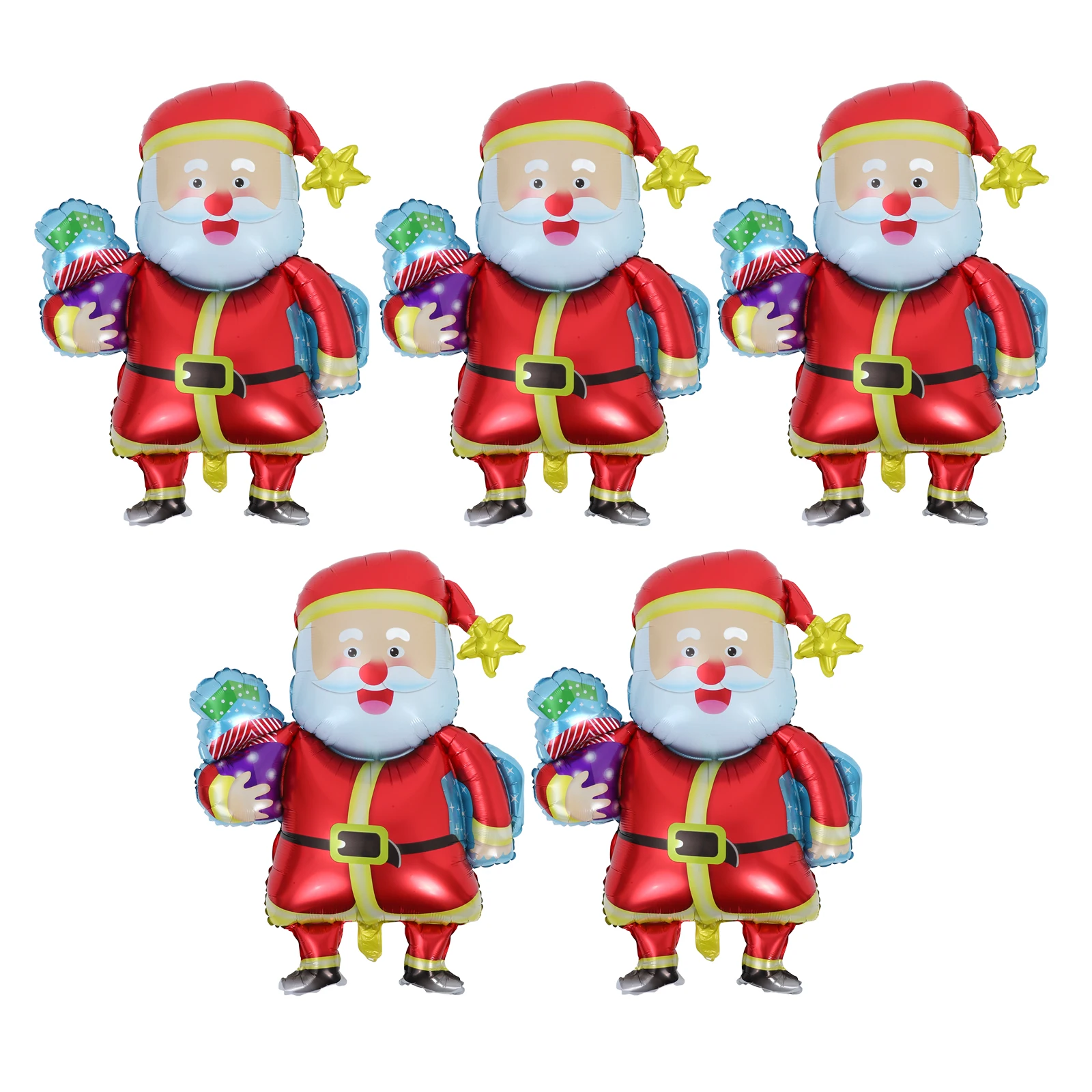 ลูกโป่งซานตาคลอส 5 ชิ้น ของตกแต่งคริสต์มาส ลูกโป่งฟอยล์เป่าลม อุปกรณ์จัดงานปาร์ตี้ ของตกแต่งวันหยุดคริสต์มาส ลูกโป่งคริสต์มาส