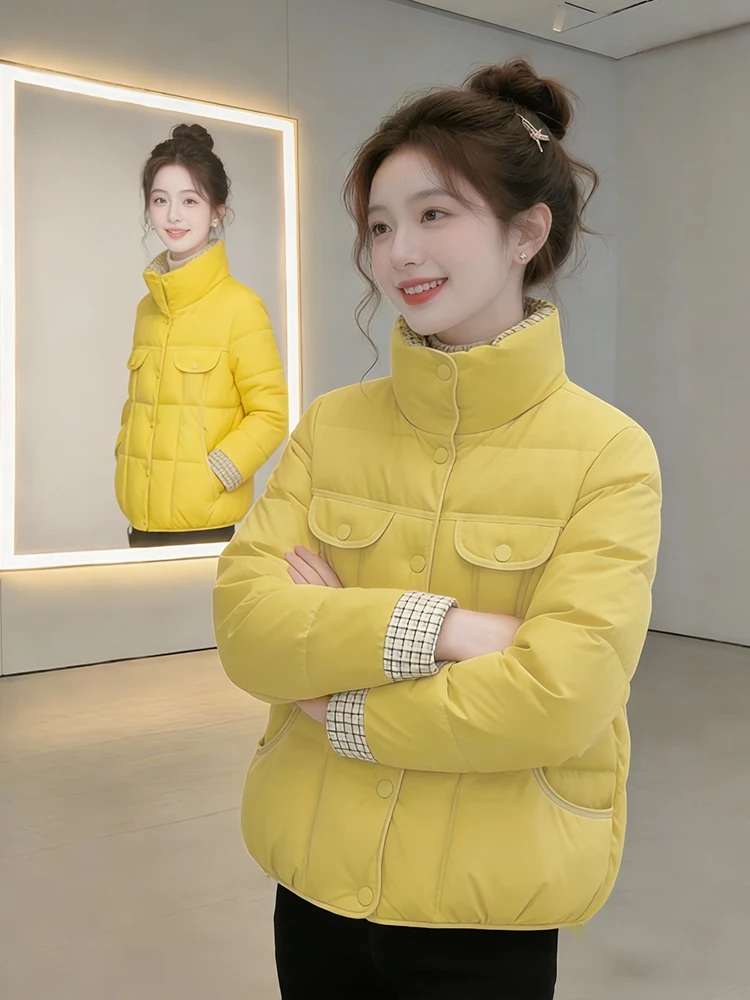 

High-End Korean Sle Jaet down Cotton Women's Winter Thi Warm Zipper Coat Sli Commute Loose Fit Long Sve