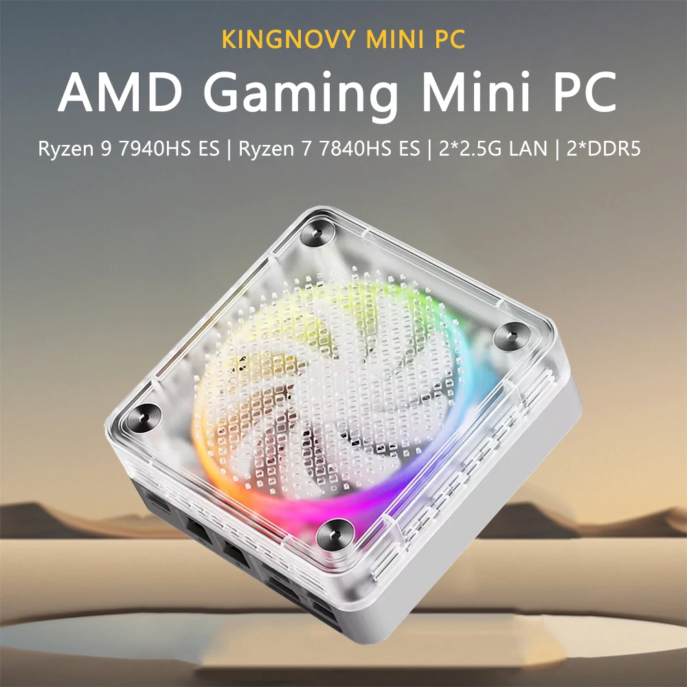 AMD Ryzen R5 8645HS R7 8845HS ES Oculink Mini PC Computer Radeon 780M Win11 Pro Gaming Office Business Small Desktop RGB Light