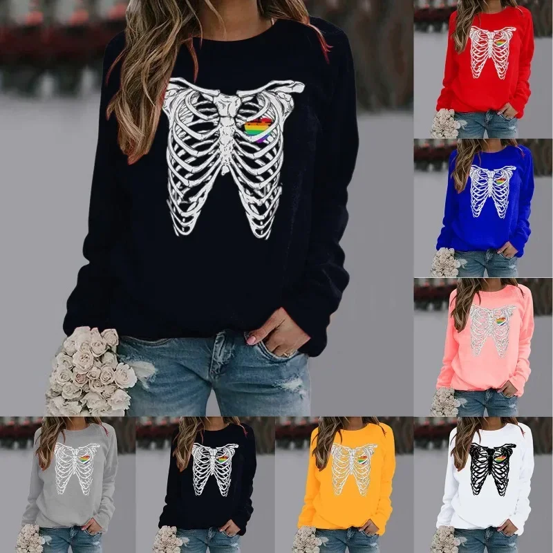 New Women's Clothing Long Sleeve Pullover Hoodie 3D Printed Skull Frame Funny Pattern Hoodie Sweatshirt  Streetwear Women