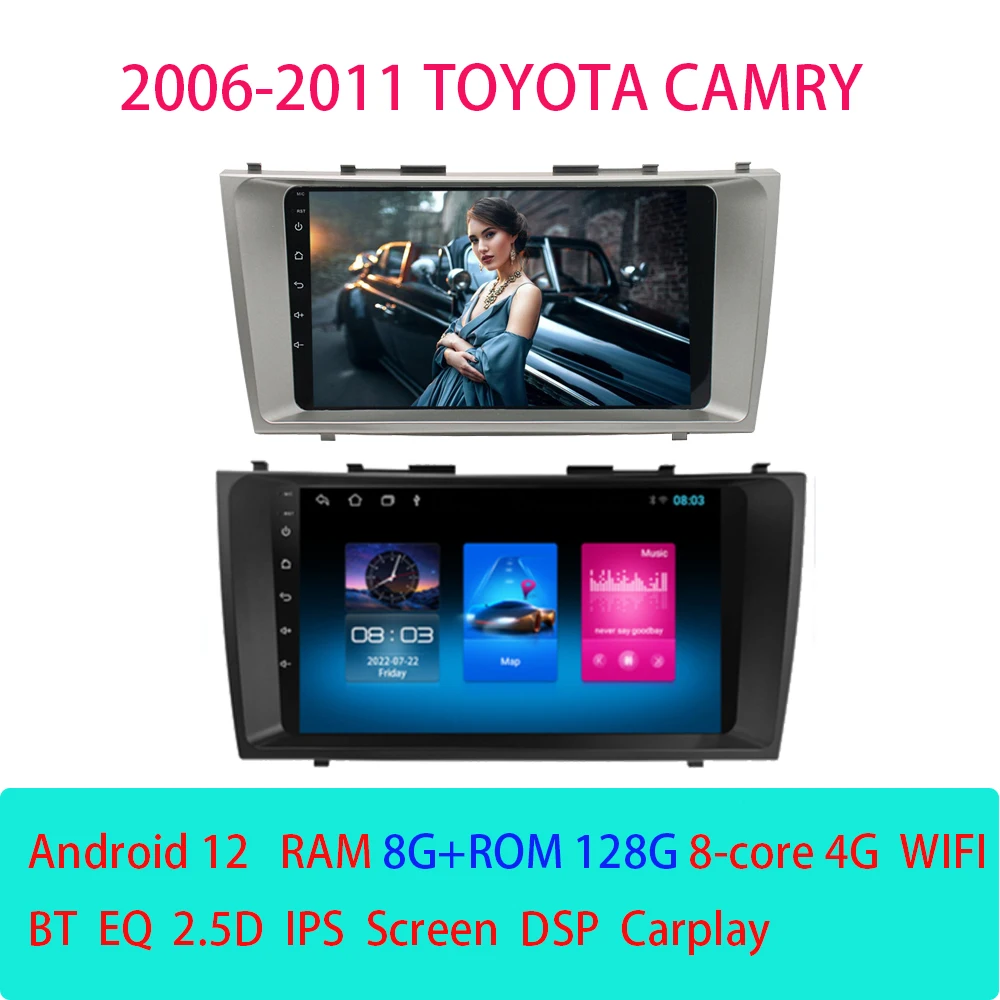 

Автомагнитола 9 дюймов, мультимедийный плеер, стерео для Toyota Camry 2006-2011, 4G, Android 12, навигация Carplay, GPS, Wi-Fi