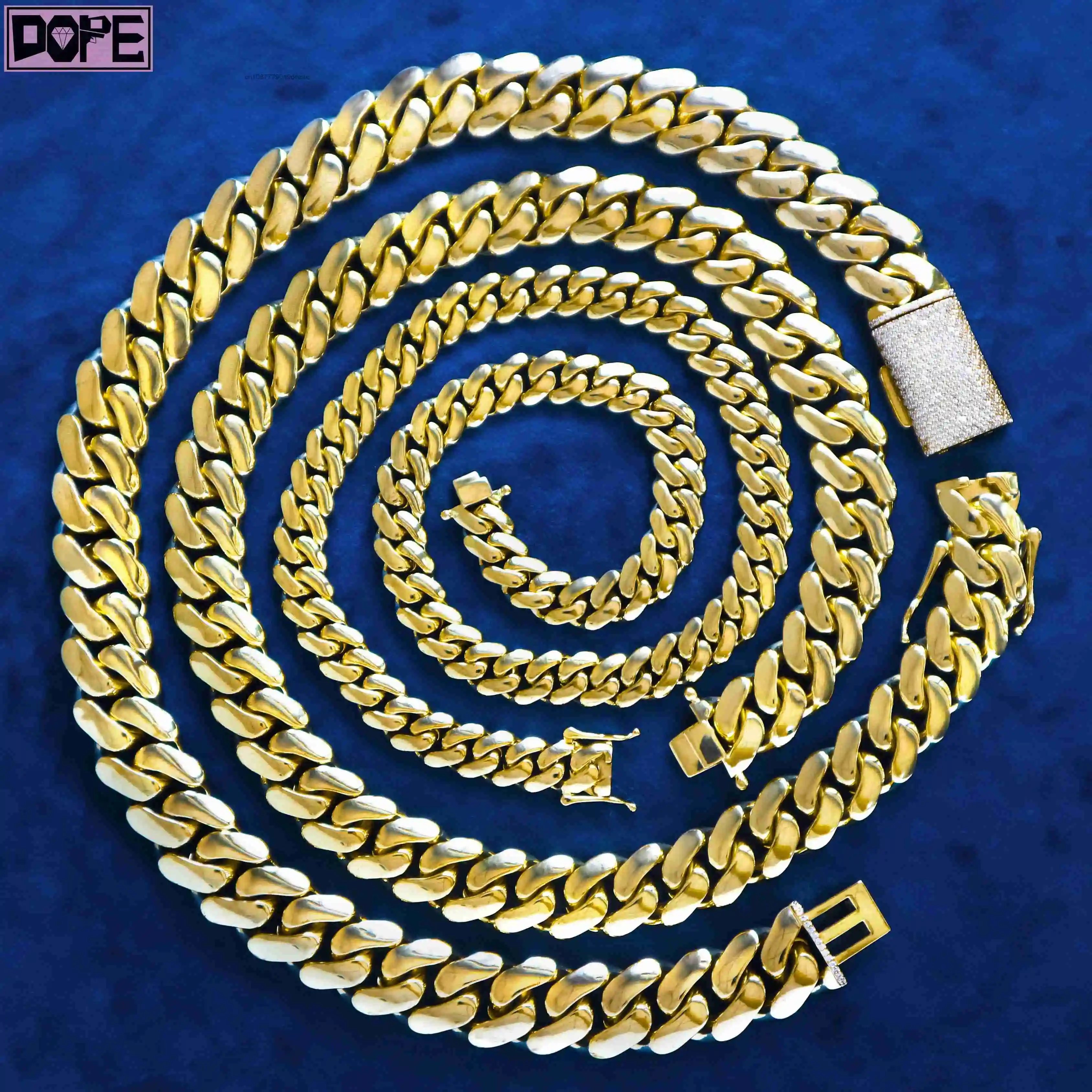 Size All 8mm 10mm 12mm Cuban Link Chain 925 Silver Gold Plated Monaco Chain Plain Miami Cuban Link Chain..