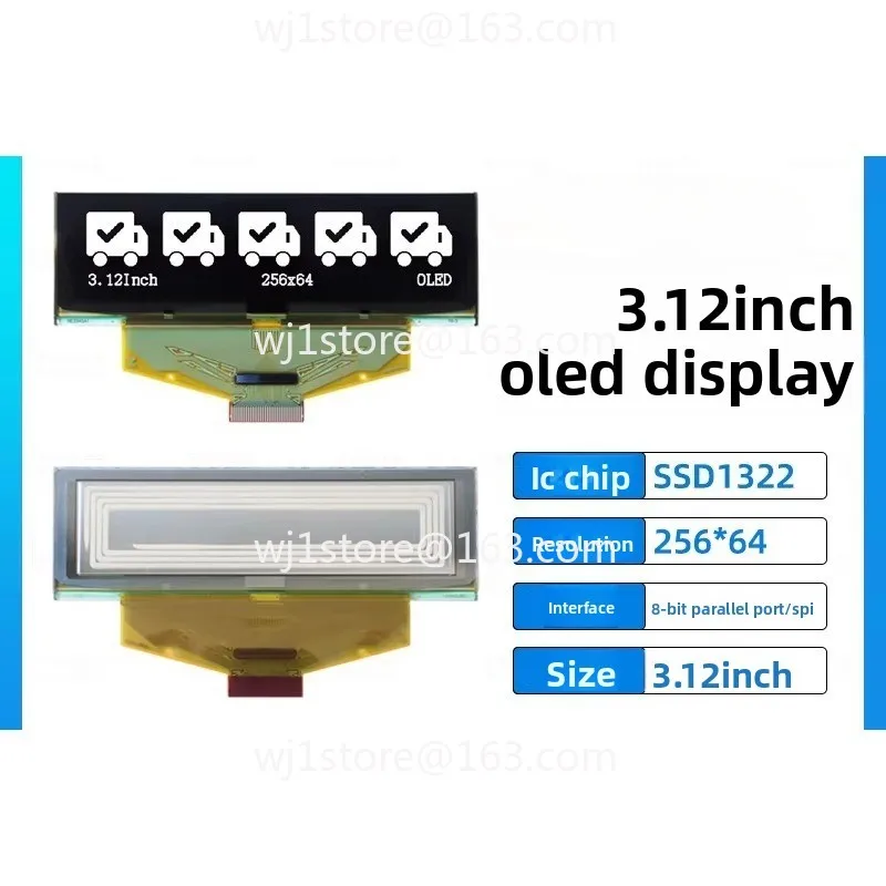 3.12-Inch OLED LCD screen SSD1322 small screen 256x64 display 8-bit parallel port SPI (3.12-inch - plug 30P)