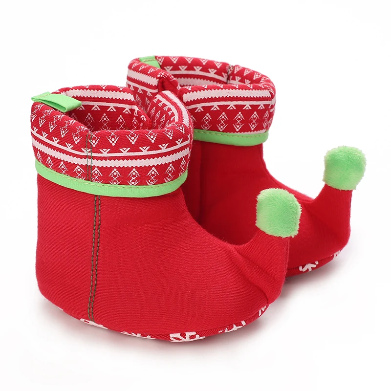 Infant Newborn Booties Santa Foot Socks Baby Christmas Boots Lovely Snowflake Santa Design Winter Warm Slippers Anti-Slip Shoes