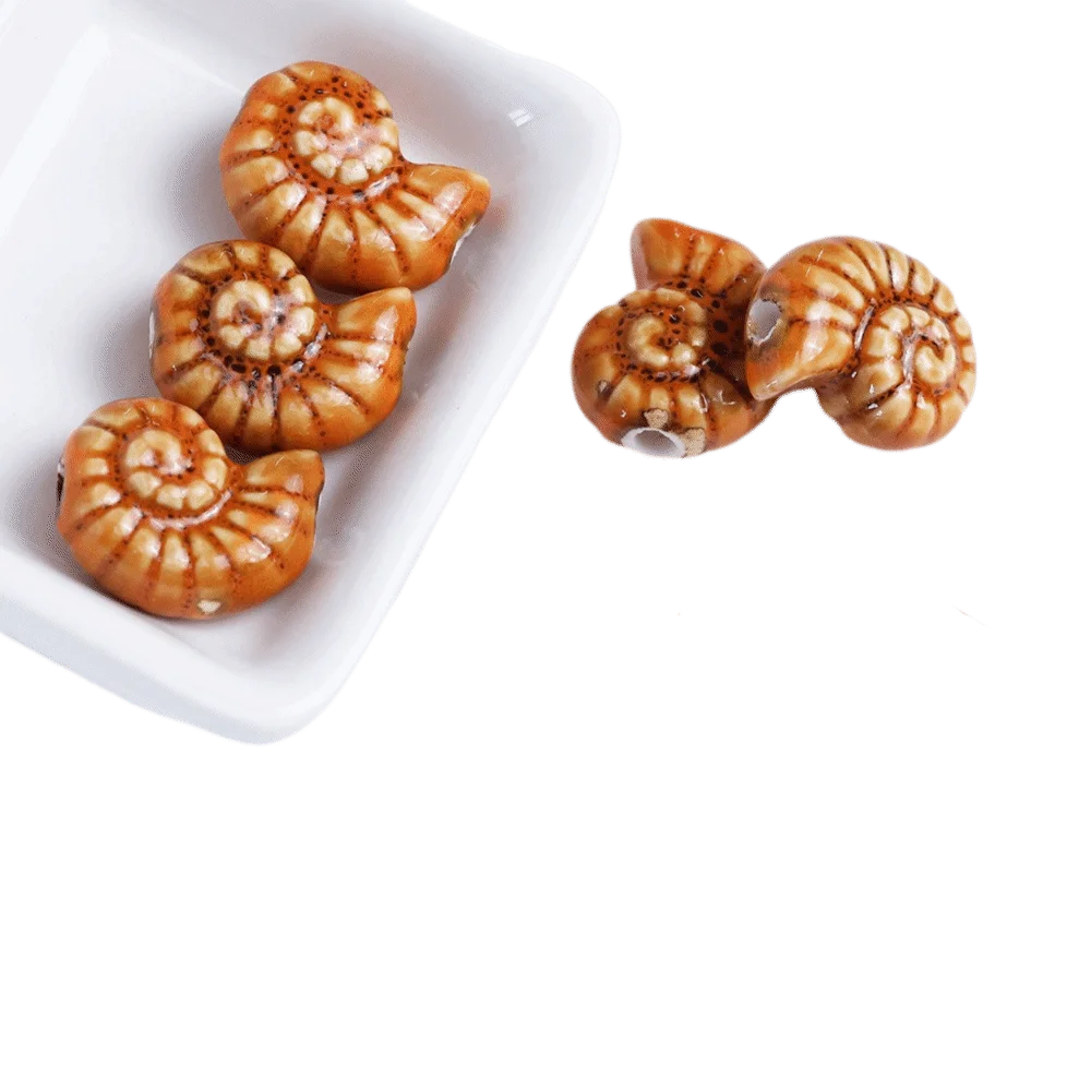 Loose Retro Snail Ceramic Beads Embossed Glazed Conch Spacer Porcelain Beads Multicolor Small Size DIY Jewelry Making Necklace