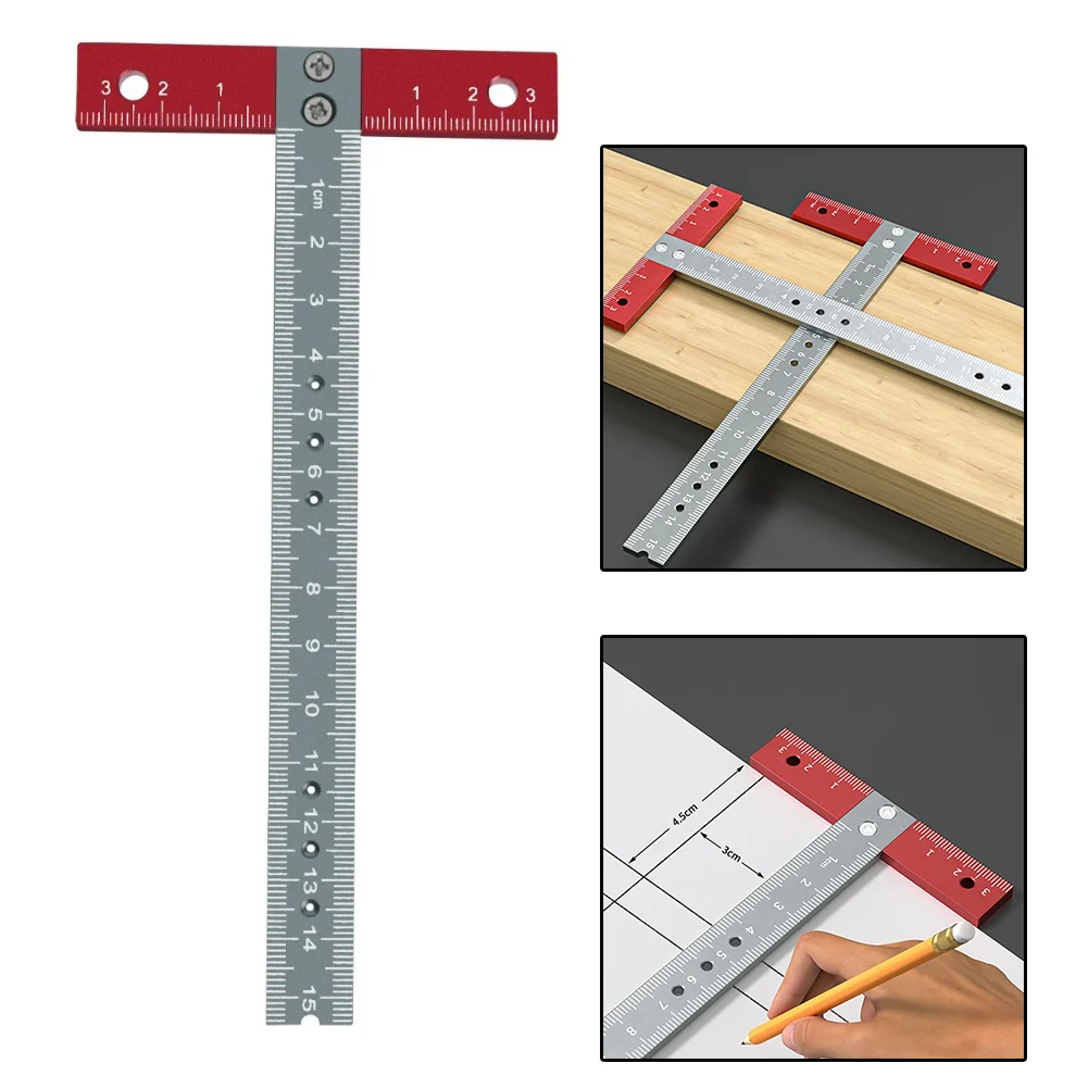 Т-образная линейка из алюминиевого сплава, деревообрабатывающий писец, маркировочный калибр, измерительный инструмент, 170*85 мм, Т-образная линейка для маркировки, ручные инструменты