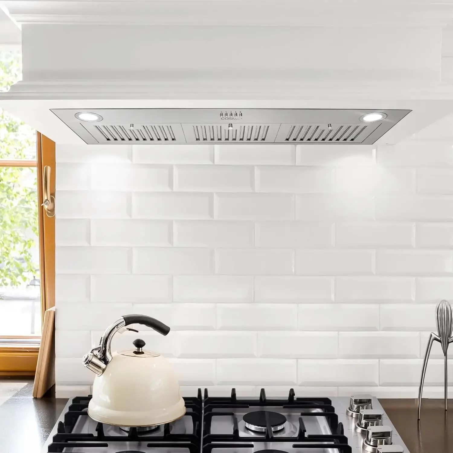 COSMO COS36IRHP 36in.Insert Range Hood with Push Button Controls,3-Speed Fan,LED Lights and Permanent Filters in Stainless Steel