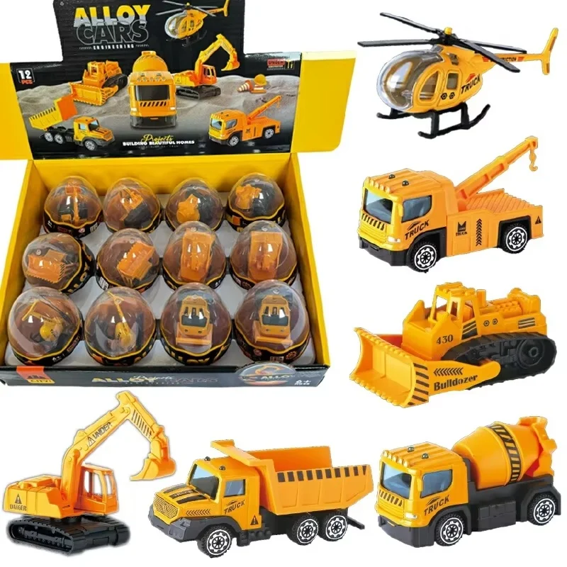 รถของเล่นแบบเลื่อนได้ รุ่นรถวิศวกรรมโลหะผสมขนาดเล็ก ของขวัญสำหรับเด็กผู้ชาย รถขุด รถราง รถมอเตอร์ไซค์ จักรยาน แบบไม่ใช้รีโมท