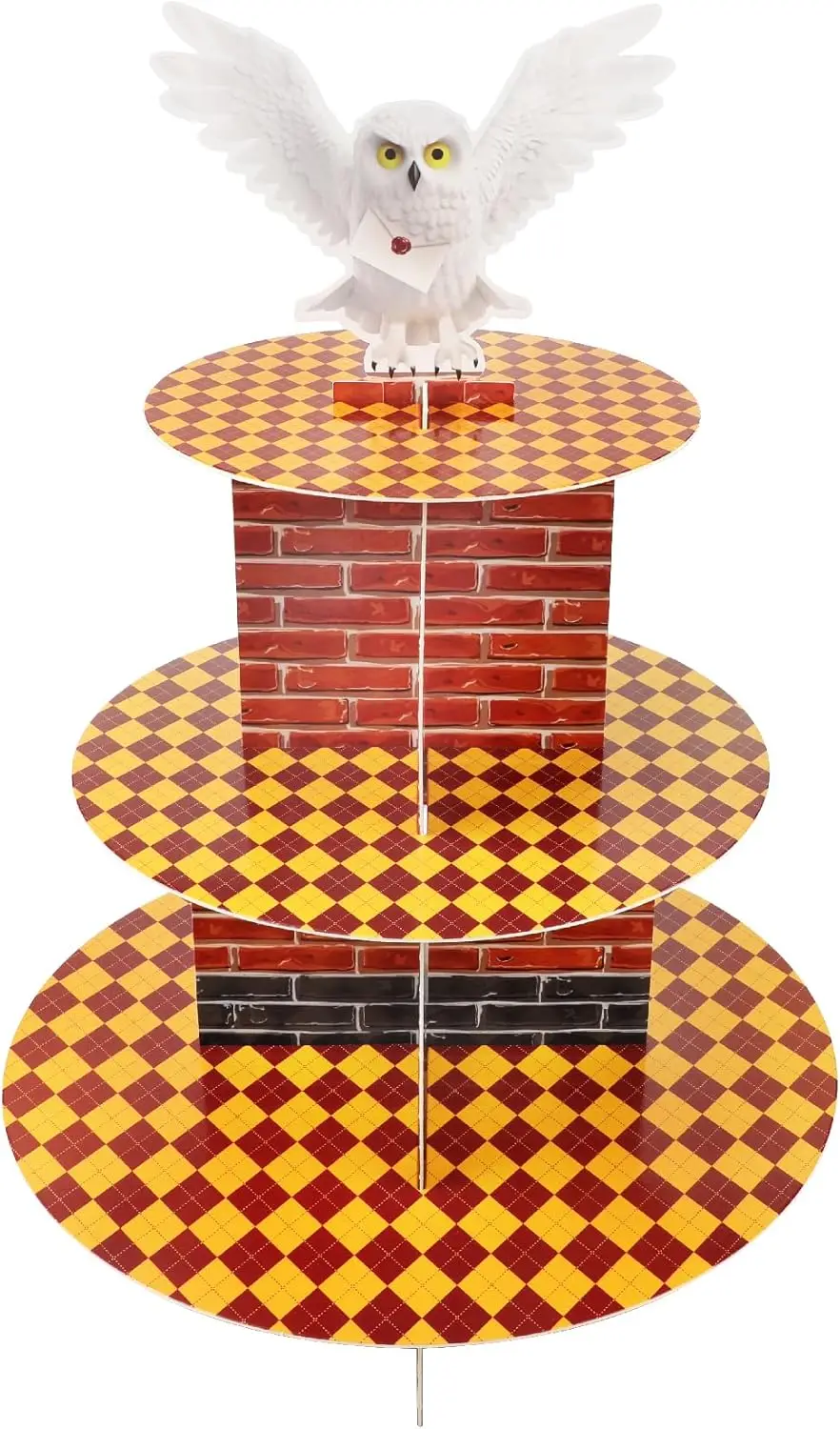 Soporte mágico para mago y mago, soporte para magdalenas de cartón con tema de búho de nieve de 3 niveles, exhibición de torre de postre, suministros para fiesta de cumpleaños Deco