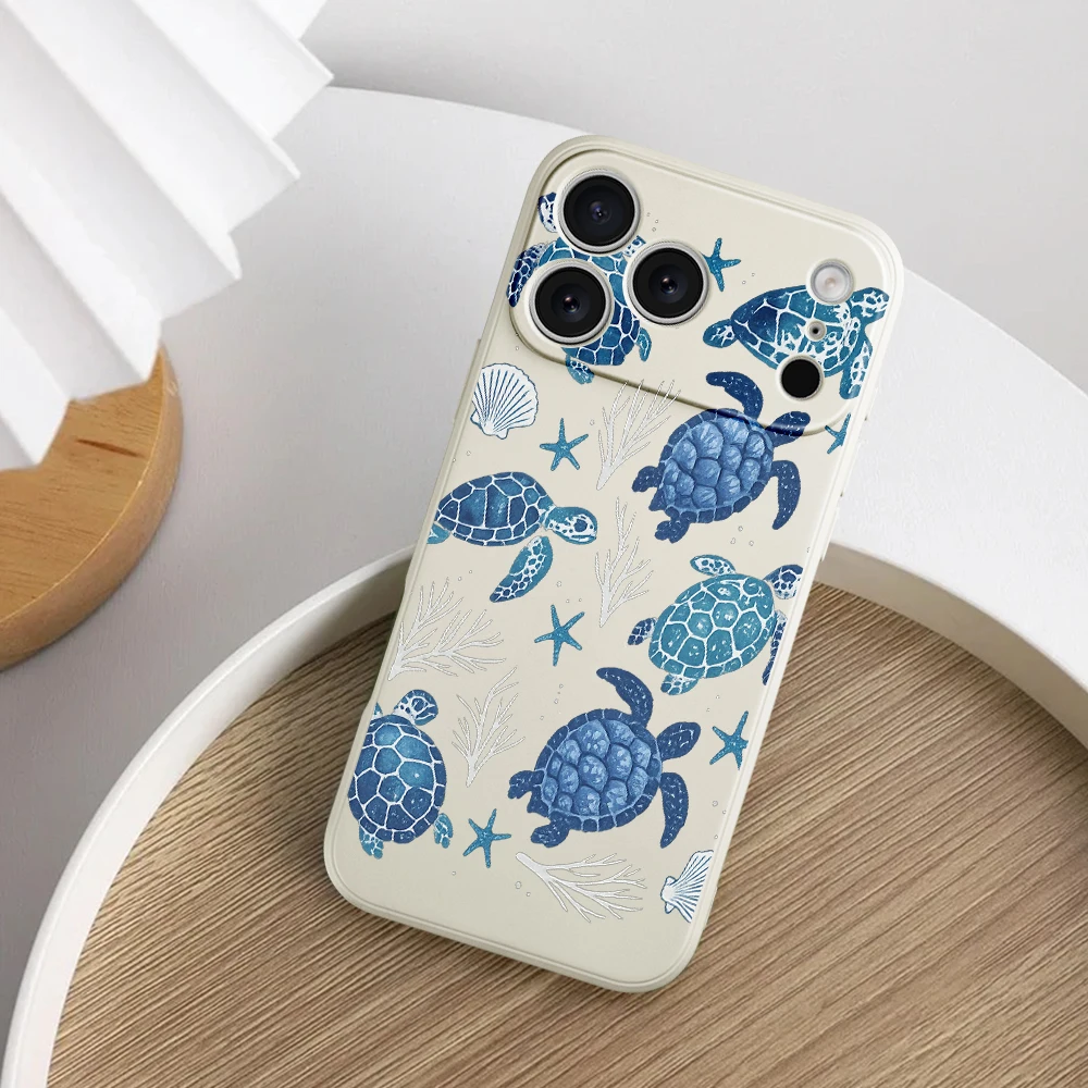 Für iPhone 17 Pro Max 17 Air 16 15 14 13 12 11 Pro Max XS Max7 8 Plus 16e 16 PlusTPU Abdeckung Coque Meeresschildkröte Shell Stil Telefon Fall