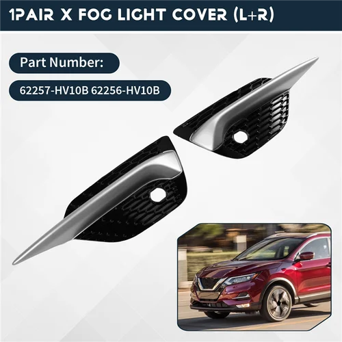 Imagen 2 del producto Marco de luz antiniebla delantera de coche 62257-HV10B 62256-HV10B cubierta tipo ceja embellecedora para Nissan Qashqai J11 2019-2022