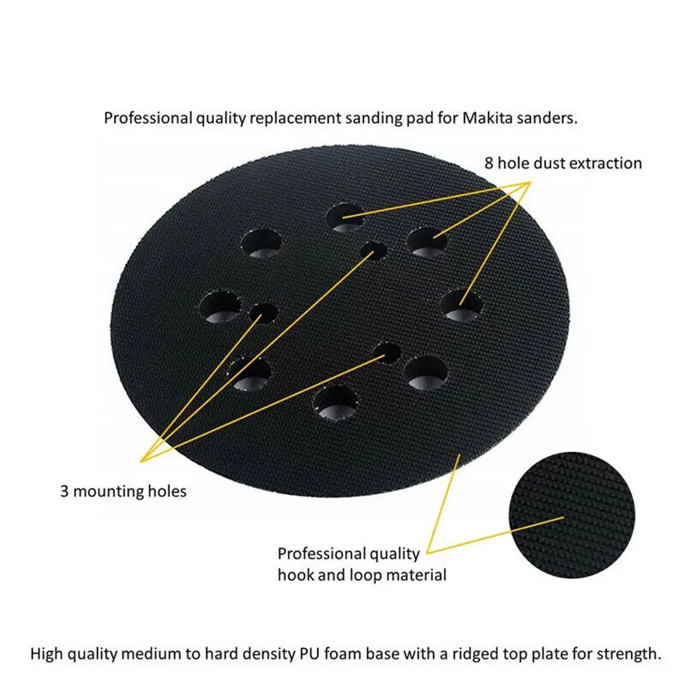 Durable 123mm Replaceable SabreCut Orbital Sander Backing Pad Hook & Loop