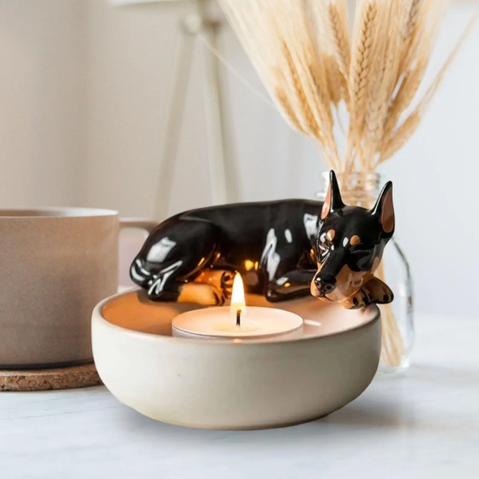 Tea Light Holders Decorative Candle Holders Dog Design Modern Candlestick for Home Kitchen Fireplace Centerpiece Event Party