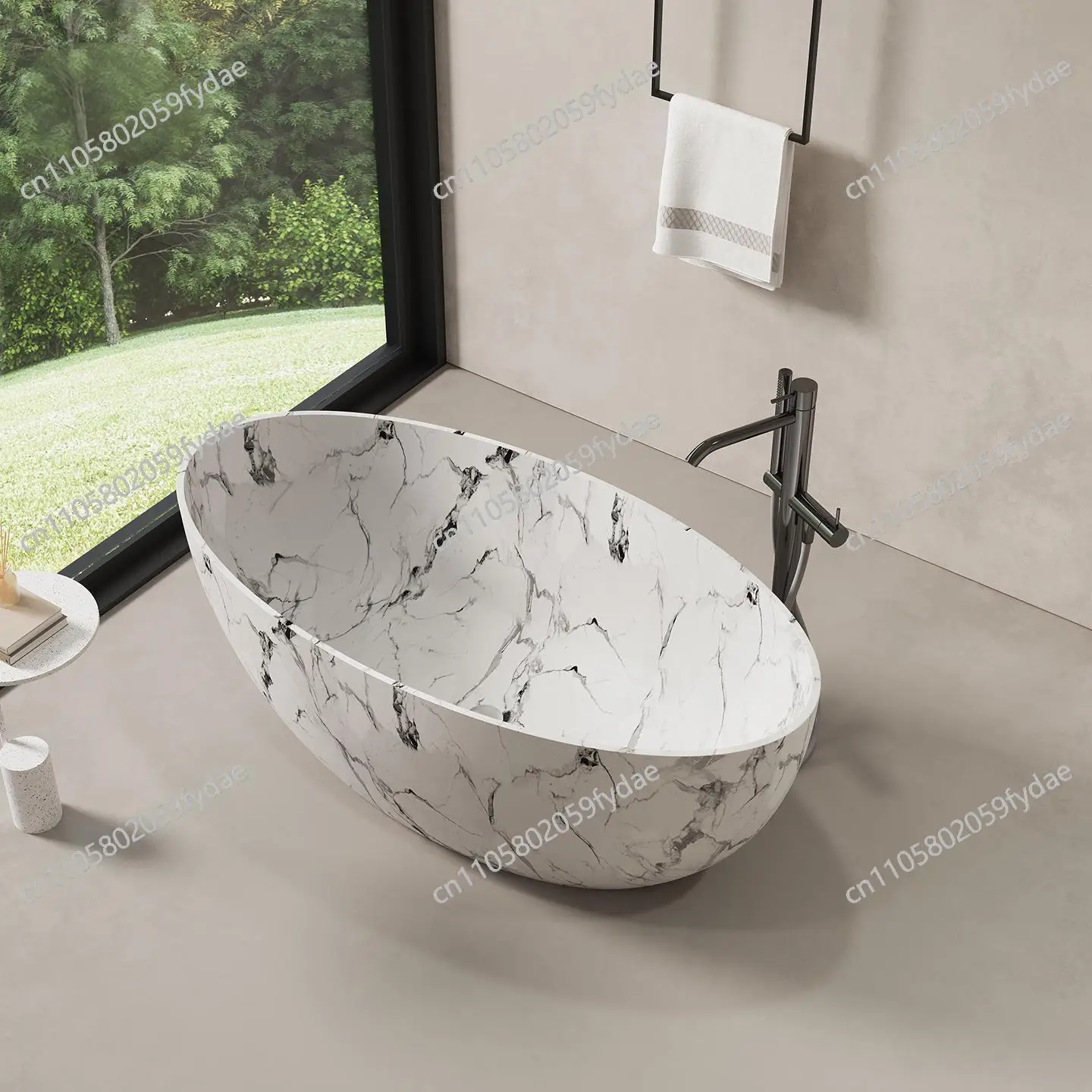 

Винтажная отдельностоящая ванна из искусственного камня с дизайном под белый мрамор для ванной комнаты французской виллы