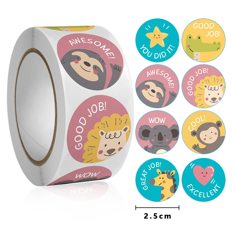 100-500 Stuks Schattige Cartoon Dieren Beloningsstickers Voor Kinderen Schoolleraar Benodigdheden Kinderen Klassiek Speelgoed Cadeau Afdichting Decor Briefpapier