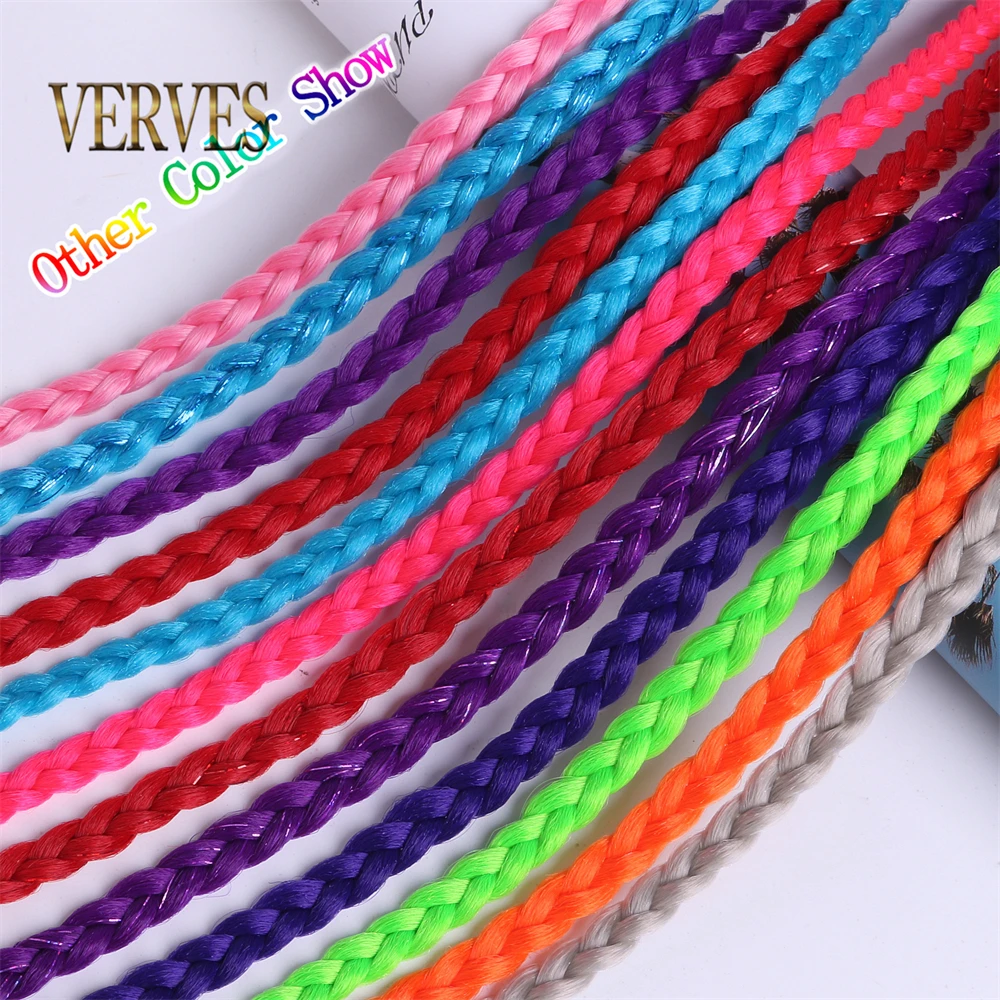 بهرج كليب في وصلات الشعر الضفائر 5 قطع الاصطناعية صندوق مشبك شعر في الملونة الوردي الأحمر قوس قزح الشعر مهرجان ضفائر شعر #4