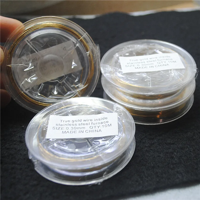 10 Meters Golden Stainless Steel Cord Surface IS Real Golden Plated Size 0.3MM 0.4MM 0.6MM DIY Jewelry Findings