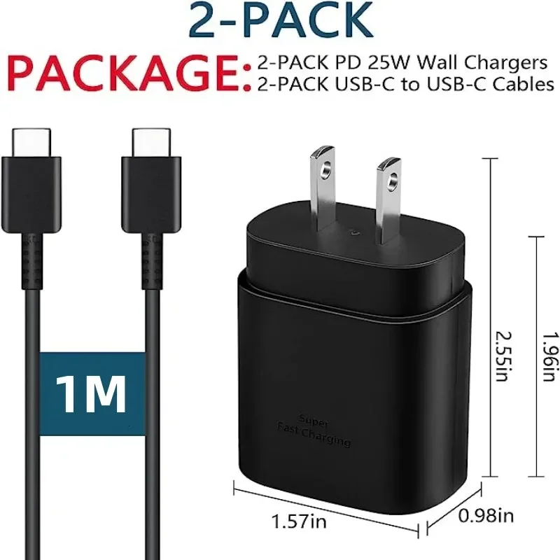 PD 25W Super Fast Charger For Samsung Galaxy S9 S10 S21 S22 S23 S24 Ultra Note 10 20 A54 5g Phone Fast Charging USB Type C Cable