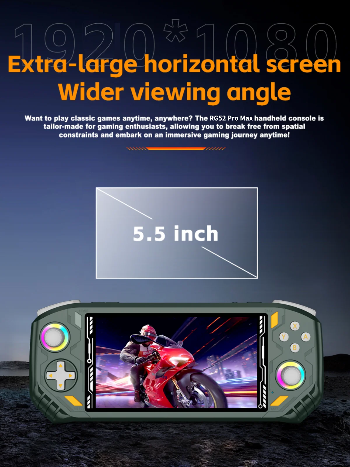 RG52 Pro Max Retro Handheld Game Console 5.5 Inch IPS Screen Android 13 2.4G+5G Dual-Band WIFI BT5.0 Video Player Game 5000mAh