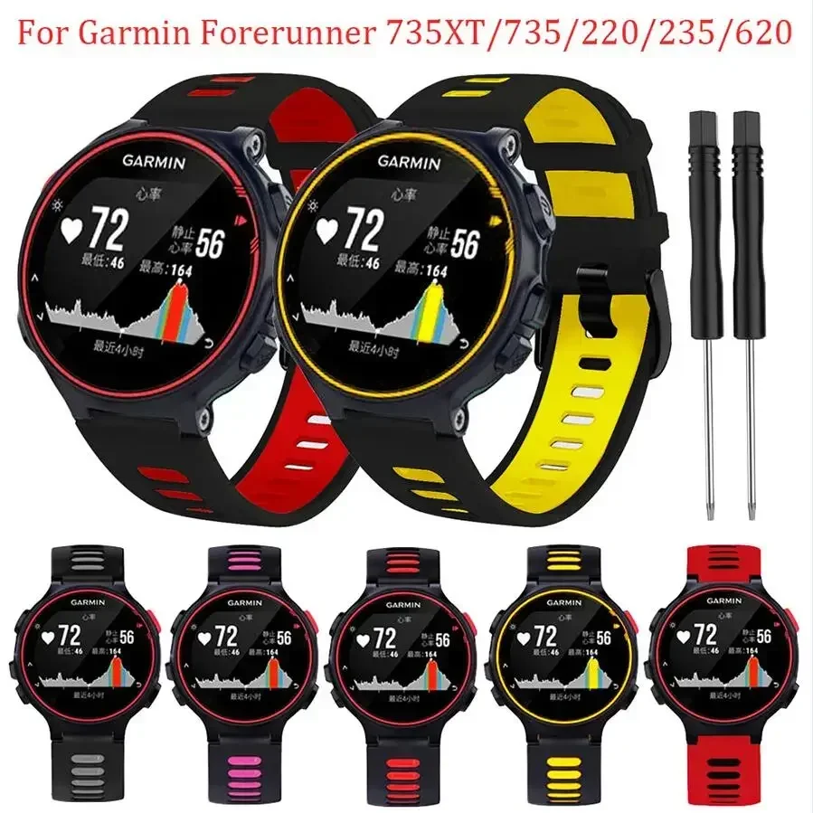 Silicone Straps For Garmin Forerunner 220 230 235 735XT 735 620 630 Watch Replace Sport Watchband Correa For Approach S20 S5 S6