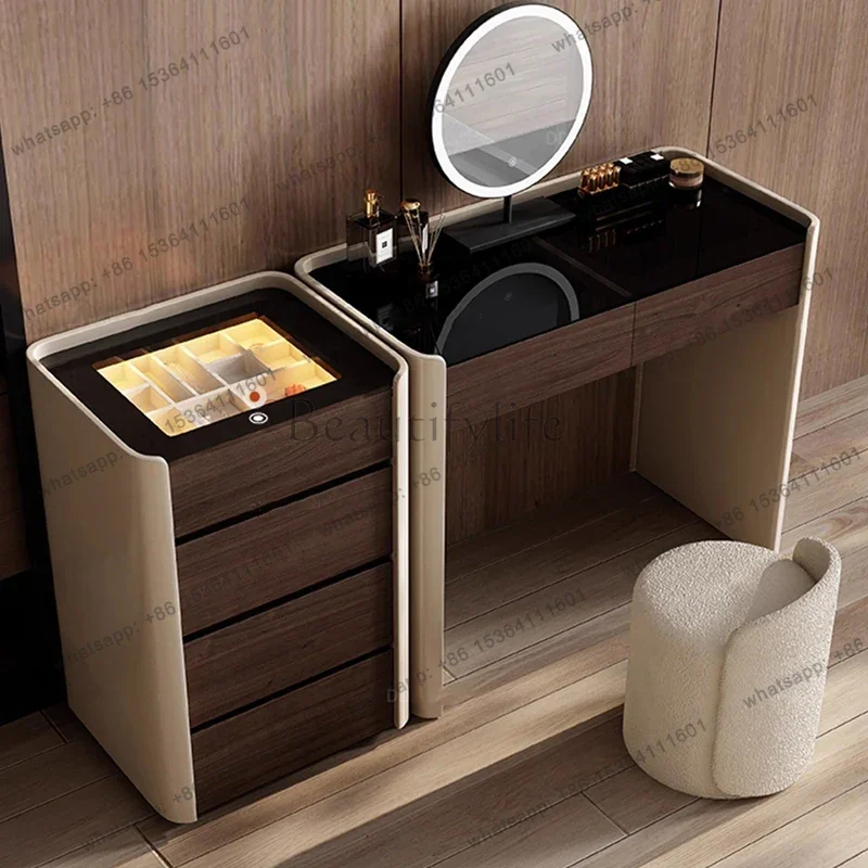 

X4 Multifunctional Modern Dresser Brown Glass Top Smart Black Luxury Vanity Makeup Design Small Tocador Maquillaje Furniture Ho