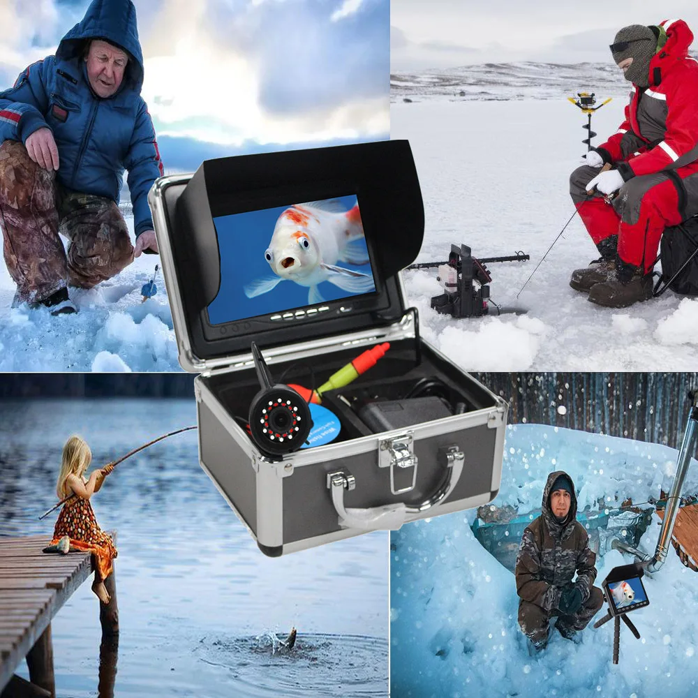 2024 new 7 inch Underwater Fish video Camera  Ice Fishing Camera Underwater 12pcs+12pcs Filling Light memory card free sen