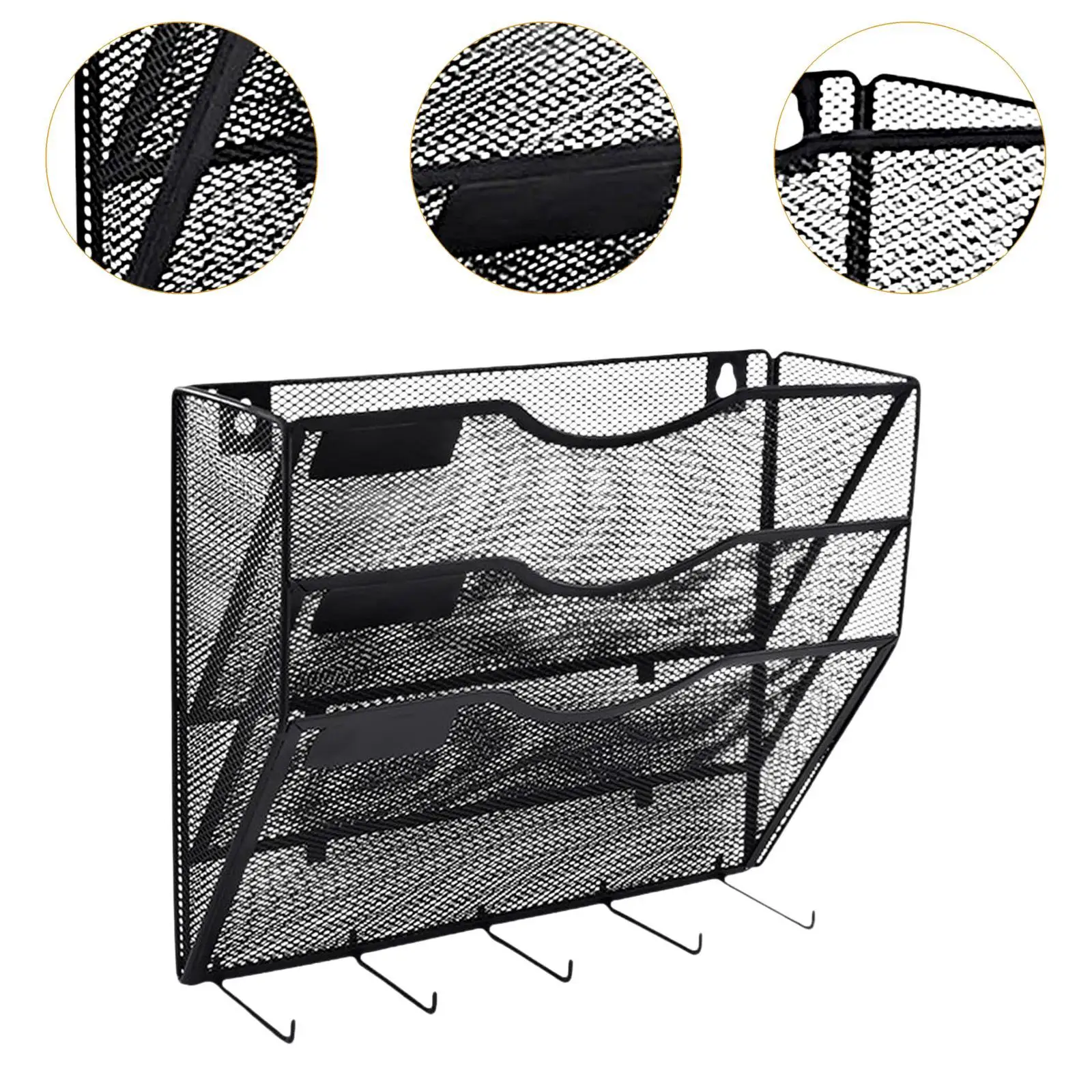 Wall File Mail Organizer Metal Structure Vertical Multilayer Easily Install Multipurpose Space Saving Magazine Letter Rack